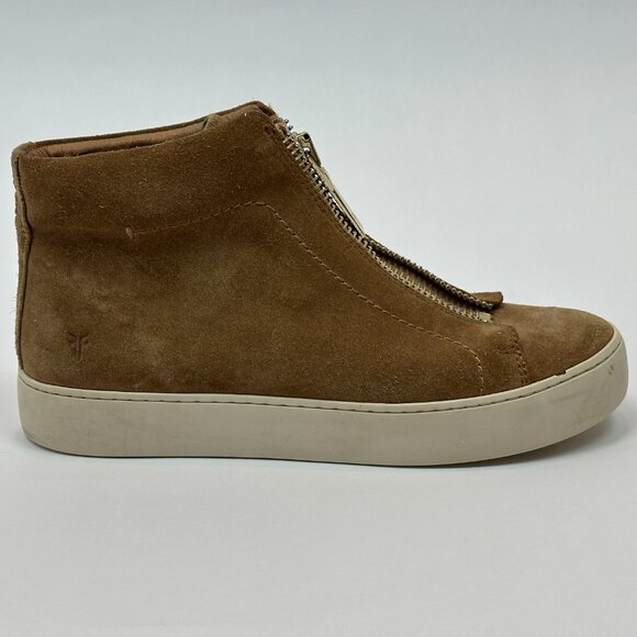Frye Women's Lena Zip Up Suede High Top Sneakers - TAN - Women's 7.5 - Picture 7 of 14